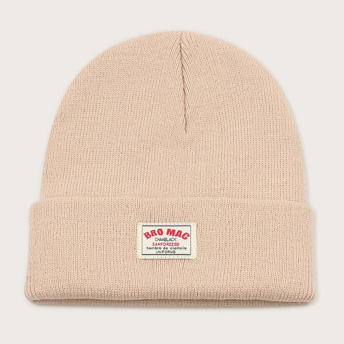 

Guys Letter Graphic Label Knit Beanie, Beige