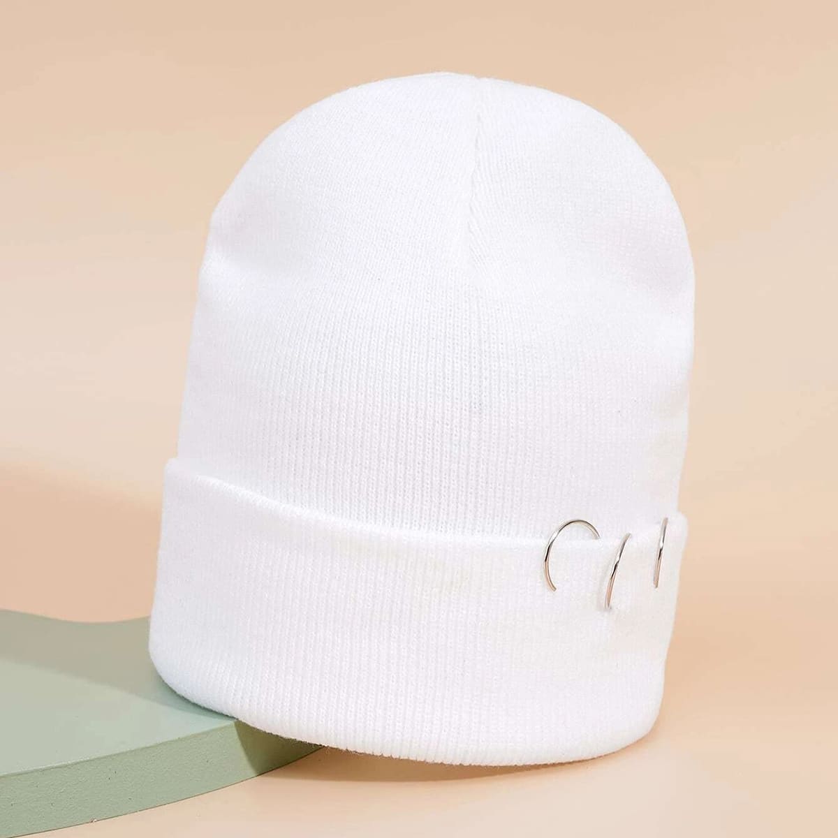 

Guys Ring Decor Beanie, White