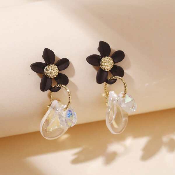 

Crystal & Flower Decor Drop Earrings, Multicolor
