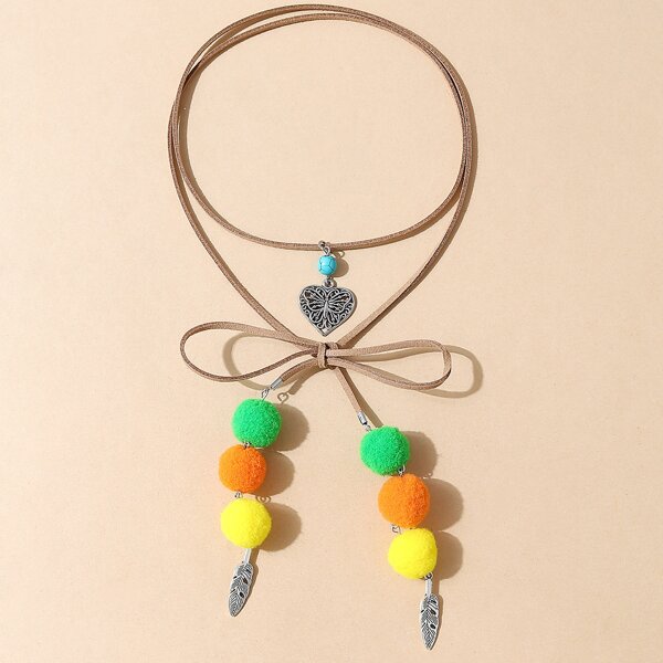 

Heart & Ball Charm Necklace, Multicolor