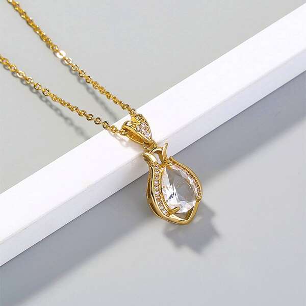 

Zircon Charm Necklace, Gold