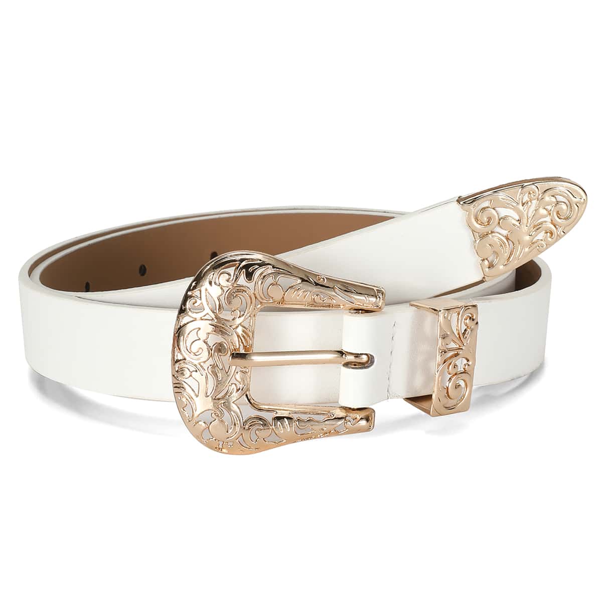

Western Buckle Belt, White