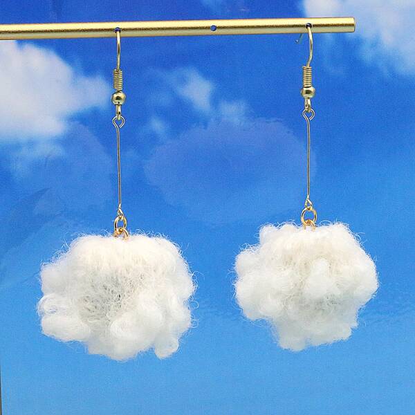 

Pom Pom Drop Earrings, White
