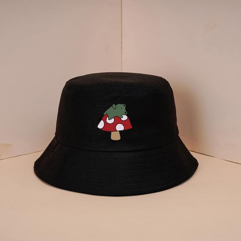 

Cartoon Graphic Bucket Hat, Black