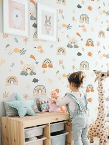 2pcs Self-Adhesive PVC Wall Sticker,Creative Cartoon Graphic Waterproof Wall Decal For Living Room,Stickers,Wall Decal, Vinyl Decal For Home Decorations,Spring Decoration Items Refresh Your Home,Rama Decoration Stickers - Multicolor - View 1