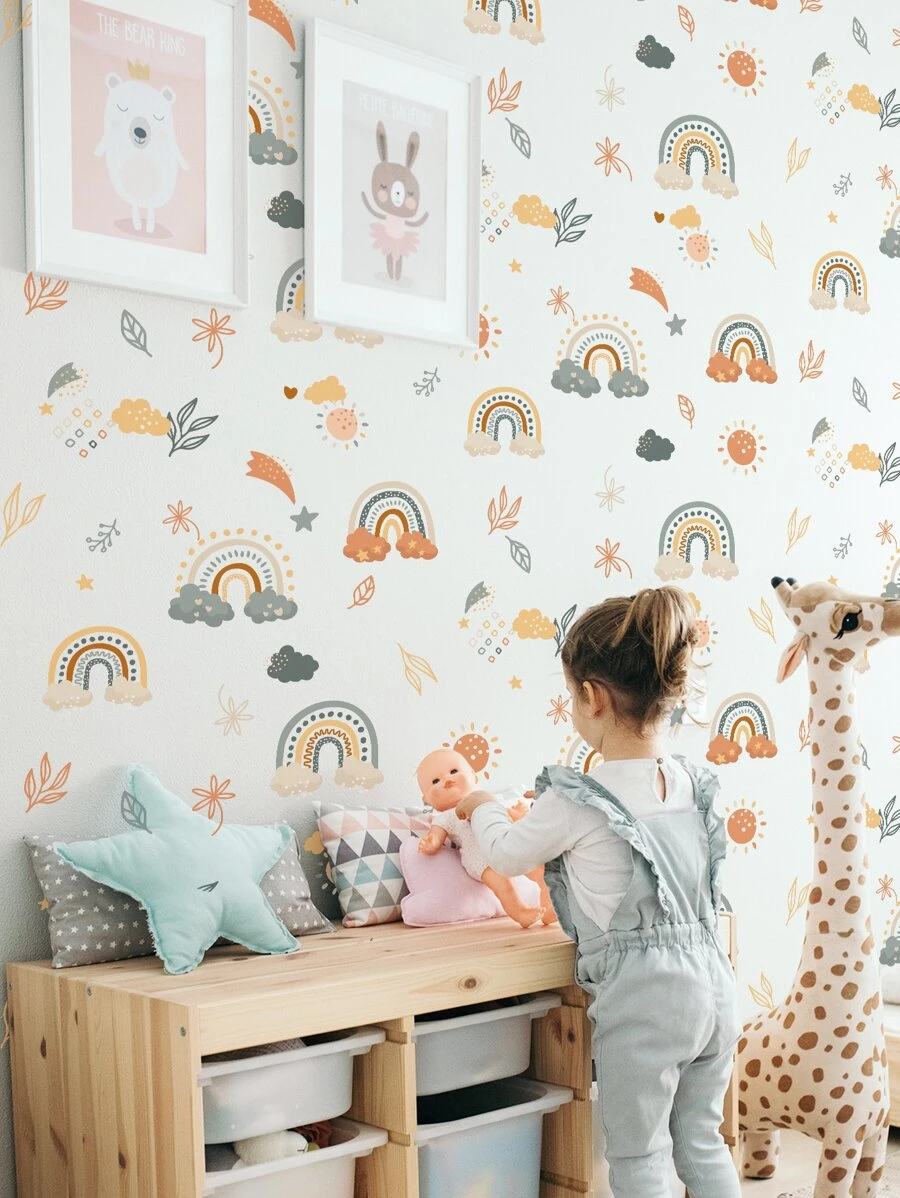 2pcs Self-Adhesive PVC Wall Sticker,Creative Cartoon Graphic Waterproof Wall Decal For Living Room,Stickers,Wall Decal, Vinyl Decal For Home Decorations,Spring Decoration Items Refresh Your Home,Rama Decoration Stickers - Multicolor - View 1