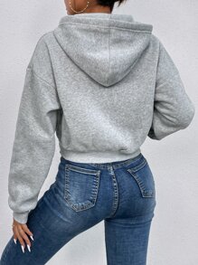 SHEIN Unity Capucha corta de hombros caídos - Gris Claro - Ver 2