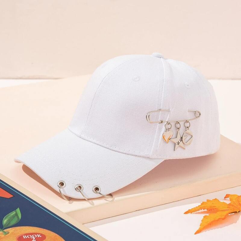 

Heart & Star Decor Baseball Cap, White