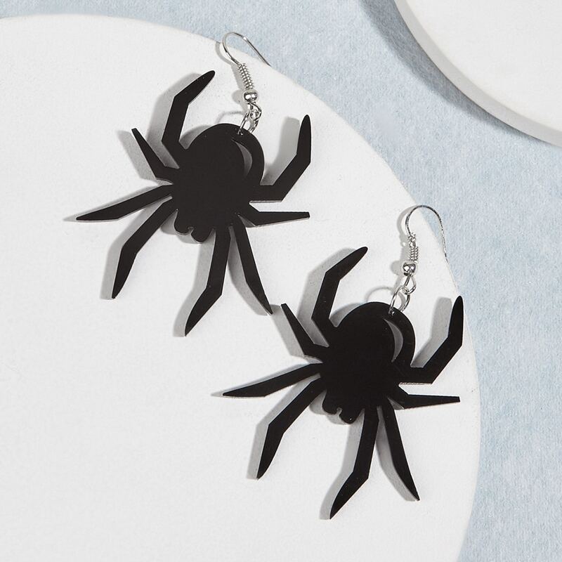 

Spider Drop Earrings, Black