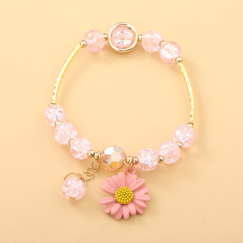 

Flower Charm Bracelet, Pink