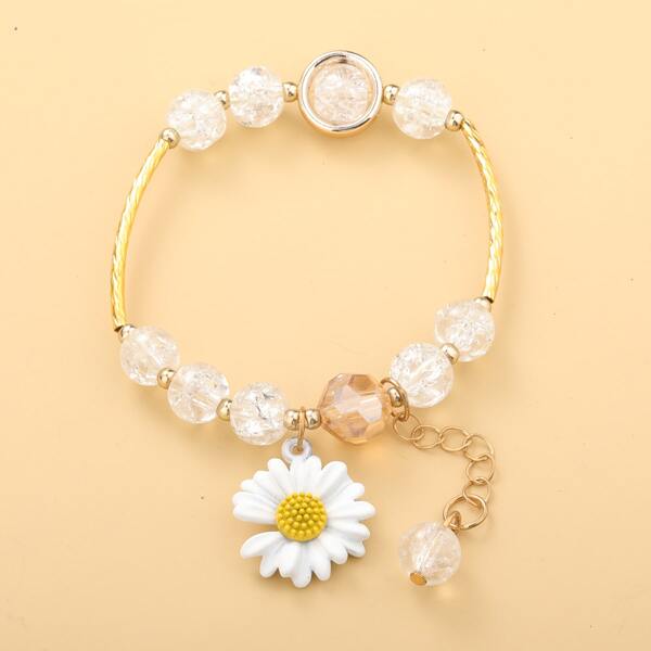 

Flower Charm Bracelet, White