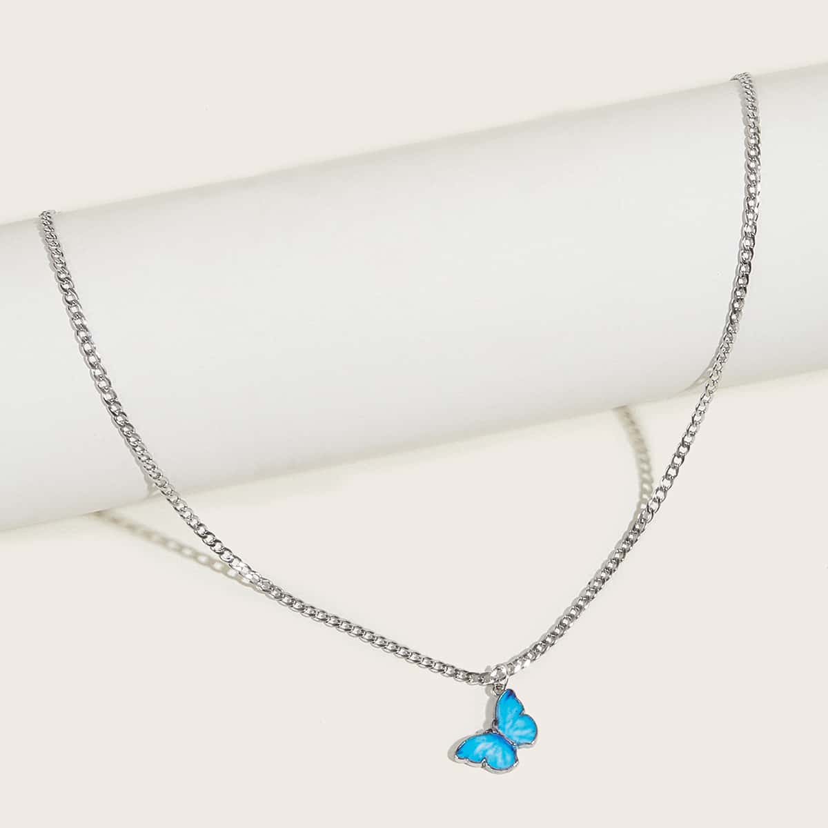 

Butterfly Pendant Chain Necklace, Blue