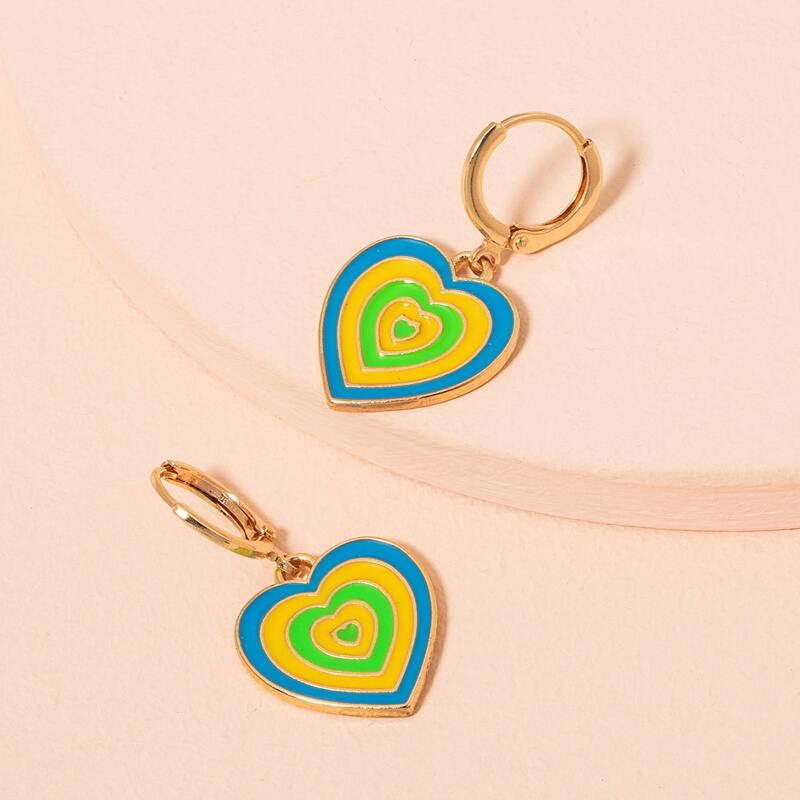 

Heart Drop Earrings, Multicolor