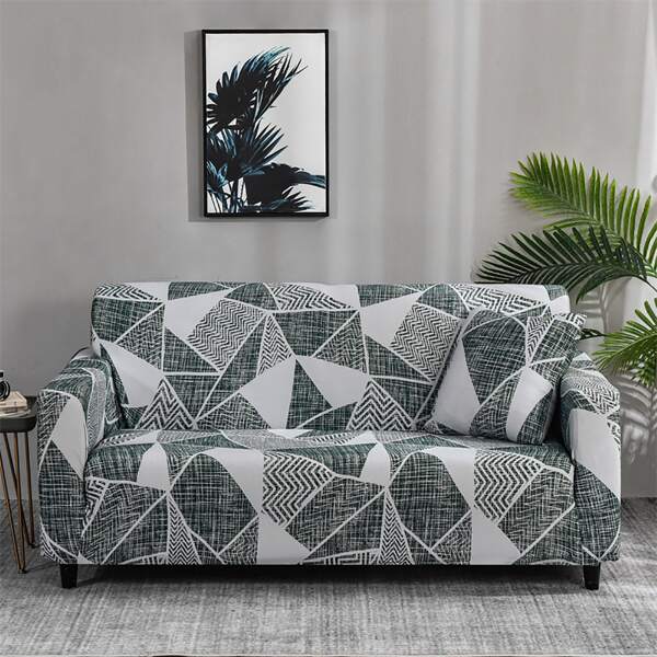 

Geometric Pattern Sofa Cover & 1pc Cushion Cover Without Filler, Multicolor