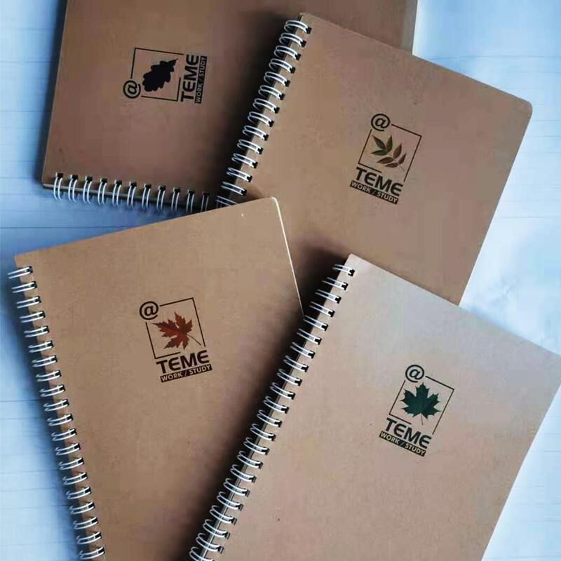 

1pc Leaf Print Cover Random Spiral Notebook, Multicolor