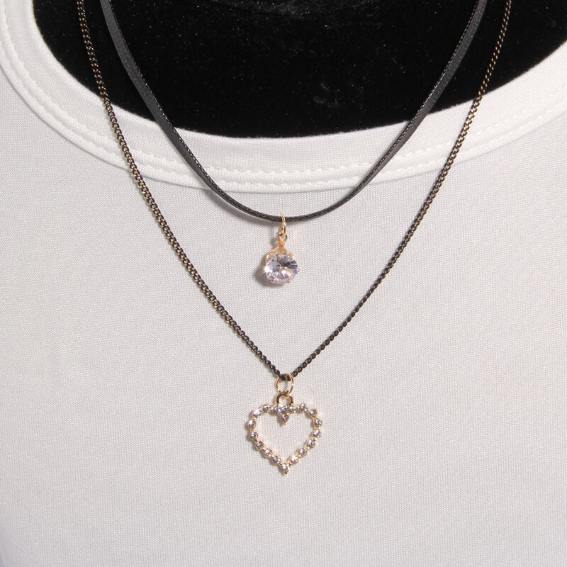 

Heart Pendant Layered Necklace, Multicolor