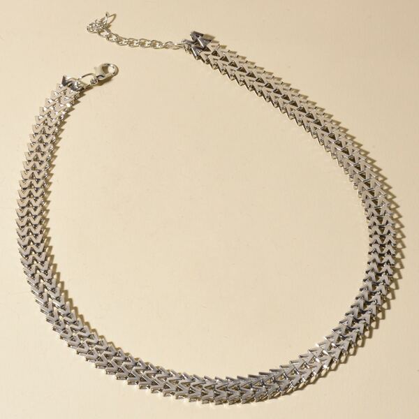

Letter Design Necklace, Silver