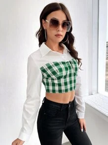 SHEIN Unity Colourblock Bustier Detail Crop Tee - Multicolor - View 3