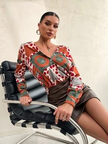 Áo sơ mi In Địa lý Nút phía trước - Nhiều màu - Xem 4