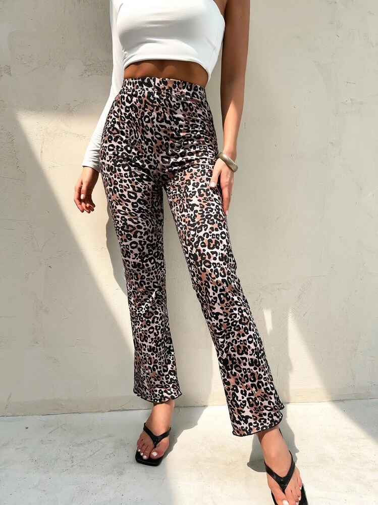 Leopard Elegant Kvinnor Byxor - Multifärgad - Visa 3