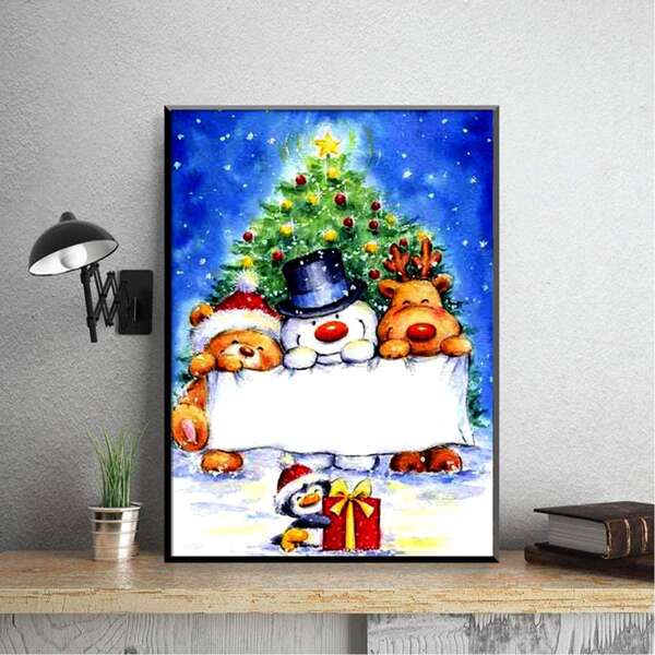 

Christmas Tree Print DIY Diamond Unframed Painting, Multicolor