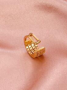 1 chiếc khuyên tai nữ hình chữ C nhiều lớp đính kim cương siêu nhỏ, thích hợp đeo hàng ngày. - Vàng - Xem 3