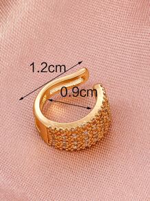 1 chiếc khuyên tai nữ hình chữ C nhiều lớp đính kim cương siêu nhỏ, thích hợp đeo hàng ngày. - Vàng - Xem 2