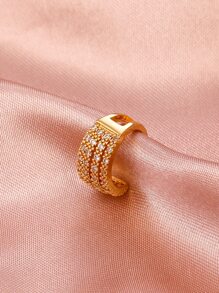 1 chiếc khuyên tai nữ hình chữ C nhiều lớp đính kim cương siêu nhỏ, thích hợp đeo hàng ngày. - Vàng - Xem 4