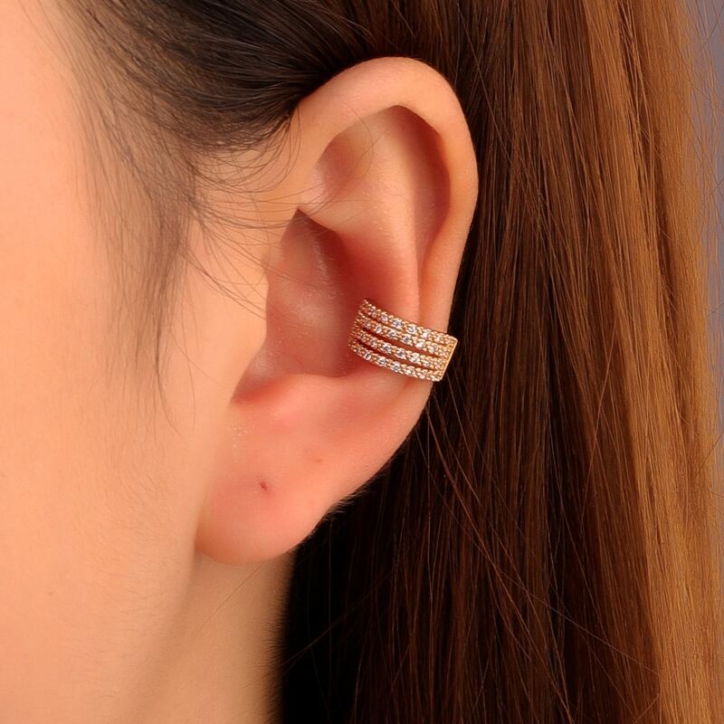 

1pc Rhinestone Decor Ear Cuff, Gold