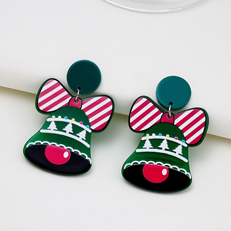 

Christmas Bell Drop Earrings, Green