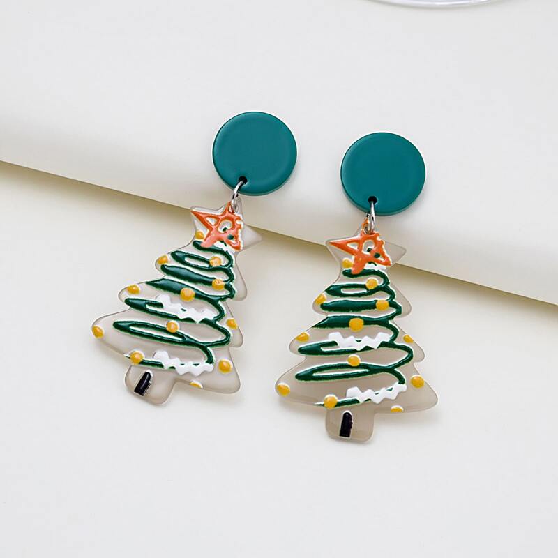 

Christmas Tree Drop Earrings, Multicolor
