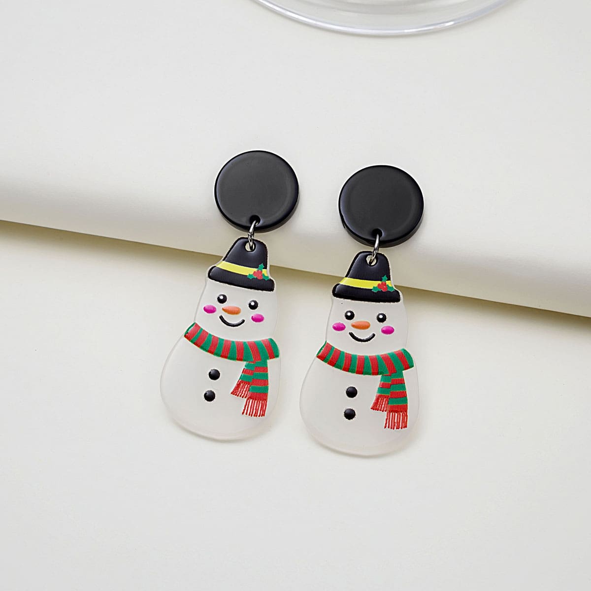 

Snowman Drop Earrings, White