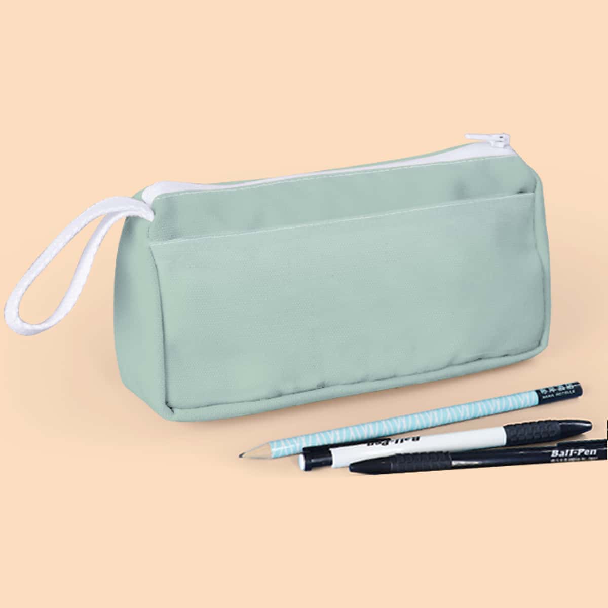 

Solid Color Double Layer Pencil Case, Green