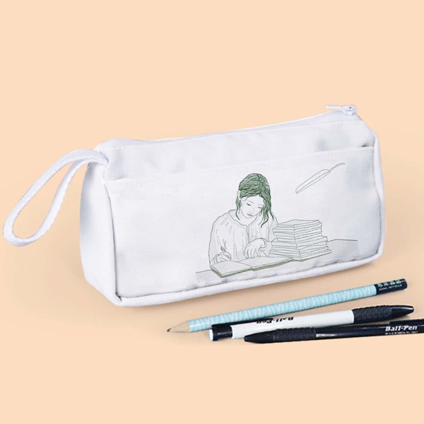 

Girl Print Pencil Case, White