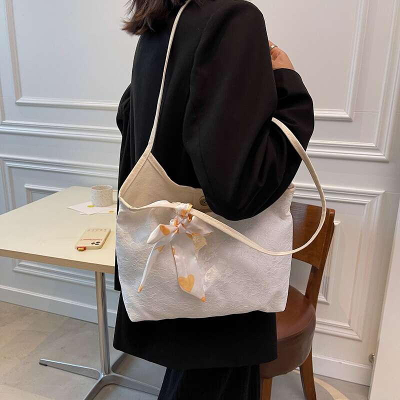 

Scarf Decor Tote Bag, White