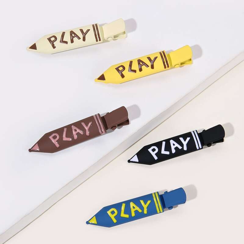 

5pcs Letter Graphic Hair Clip, Multicolor