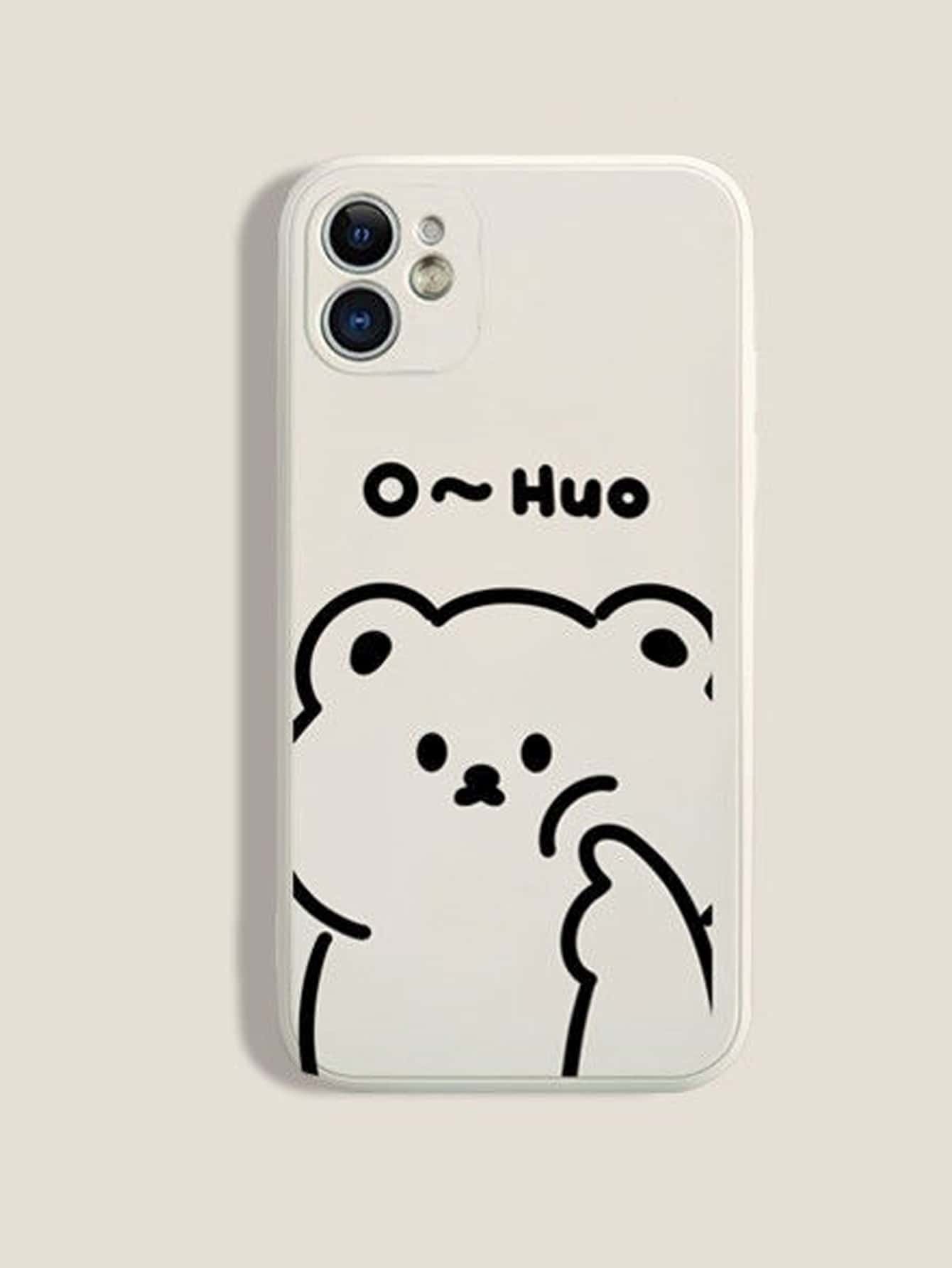 Cartoon Bear Phone Case - White - View 1