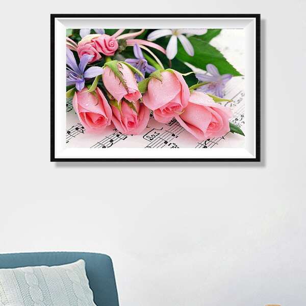 

Rose Print DIY Diamond Unframed Painting, Multicolor