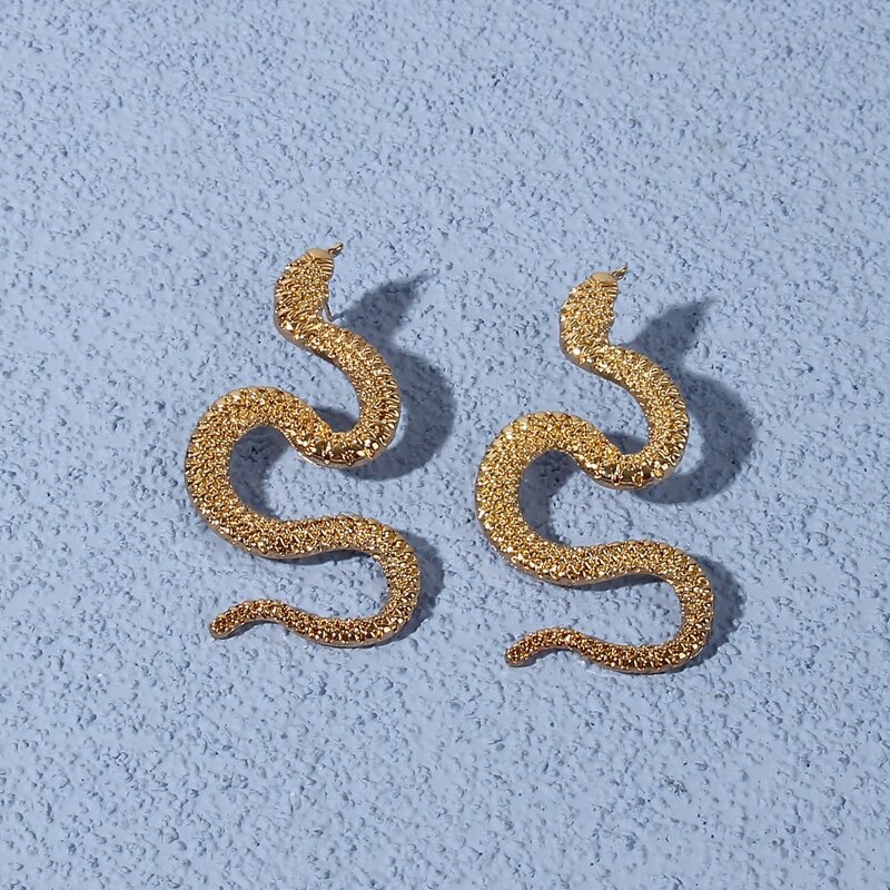 

Snake Design Stud Earrings, Gold