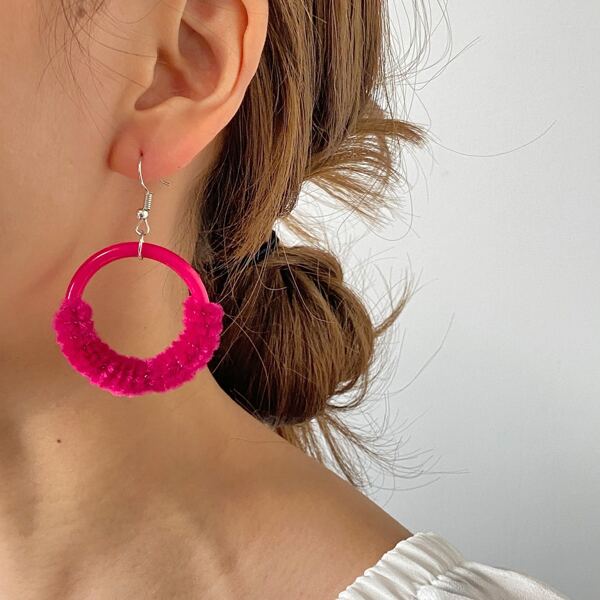 

Circle Drop Earrings, Pink