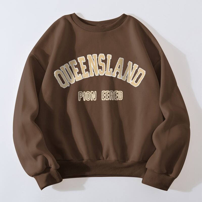 

Letter Graphic Drop Shoulder Pullover, Coffee brown