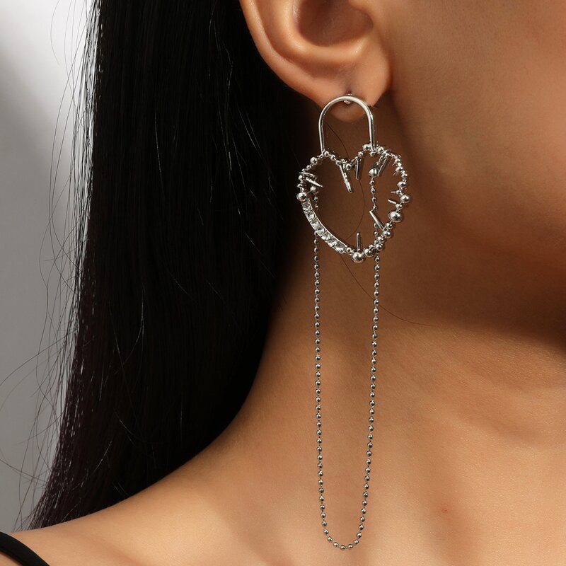 

Heart Decor Earrings, Silver