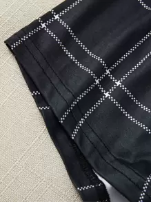 猫咪 & 标语图案 T 恤 & 格子短裤 & 长裤 睡衣套装 / 睡衣套装