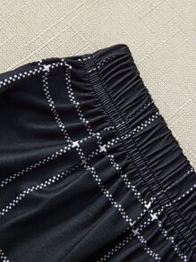 猫咪 & 标语图案 T 恤 & 格子短裤 & 长裤 睡衣套装 / 睡衣套装