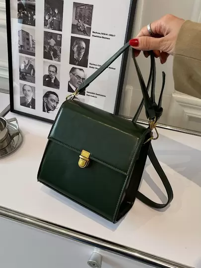 防水、輕盈、商務休閒迷你縫線細節翻蓋方形包適合青少年女孩女大學生、菜鳥和白領非常適合辦公室、大學、工作、商務、通勤、戶外、旅行、郊遊