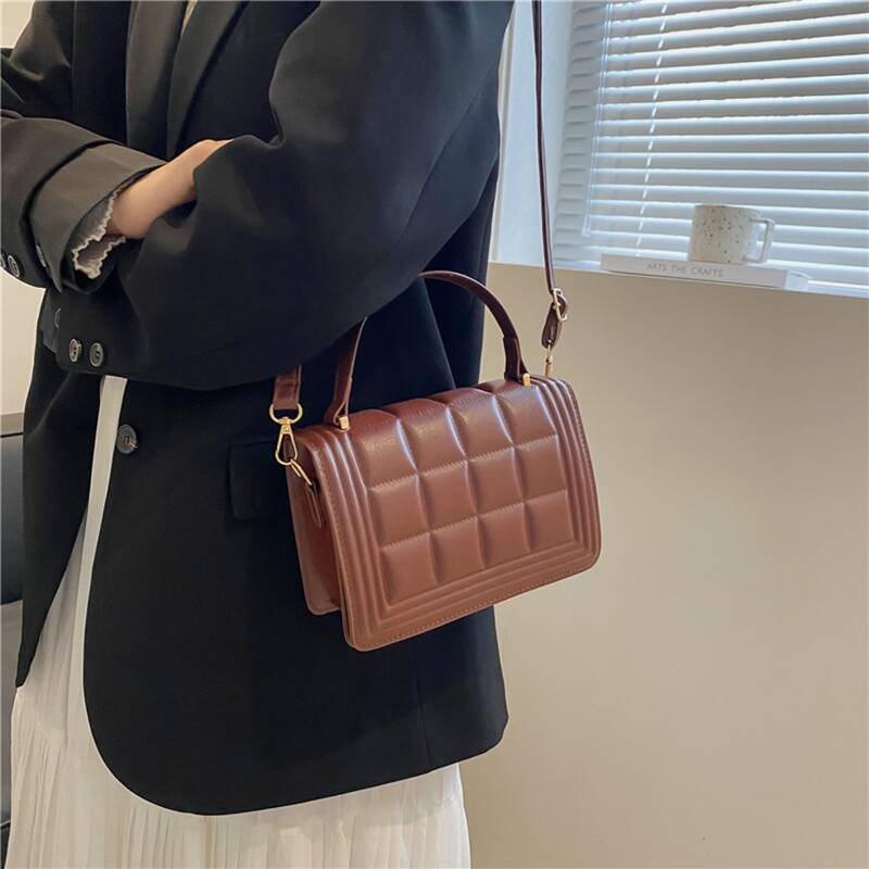 

Minimalist Flap Satchel Bag, Brown