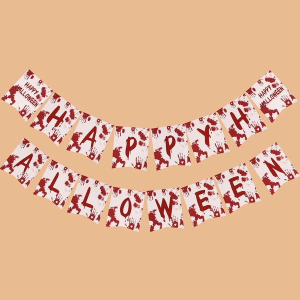 

1pc Halloween Decorative Pull Flag, Red and white