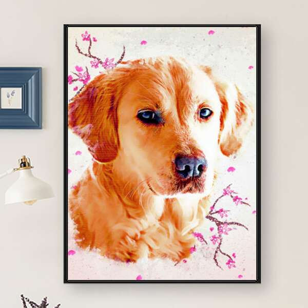 

Dog Print DIY Diamond Unframed Painting, Multicolor