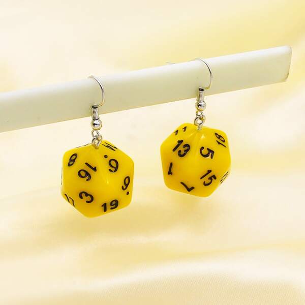 

Number Pattern Drop Earrings, Yellow