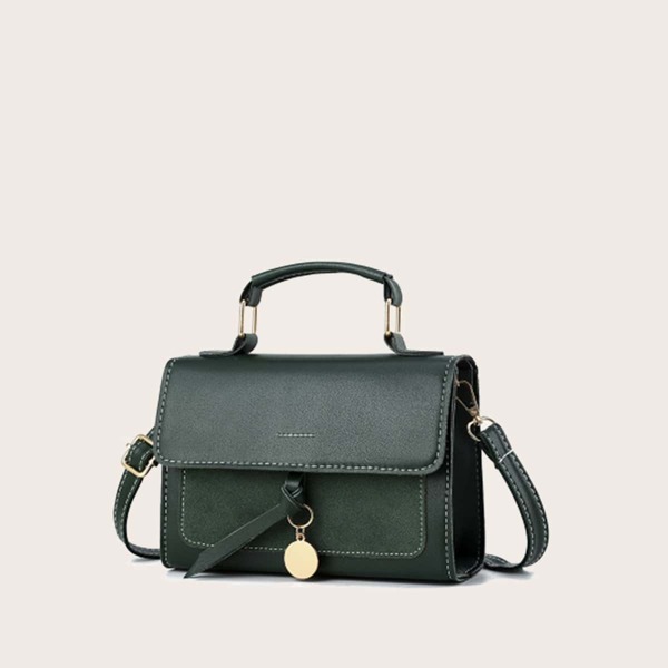 

Minimalist Flap Satchel Bag, Dark green